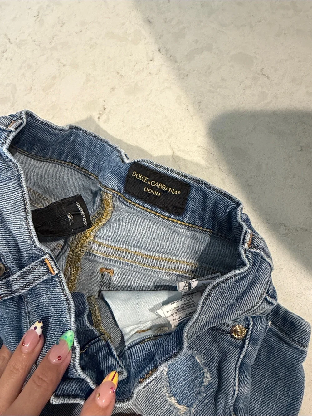 Dolce & Gabbana Light Blue Distressed Denim Kids Shorts